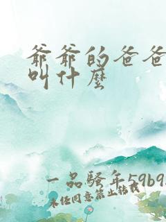爷爷的爸爸叫我叫什么