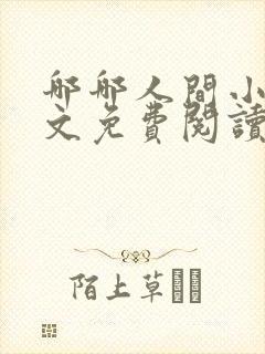 哪哪人间小说全文免费阅读