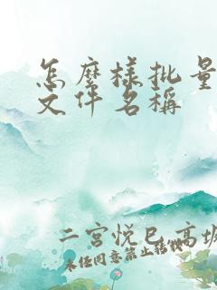 怎么样批量修改文件名称