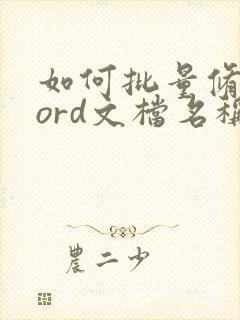 如何批量修改word文档名称