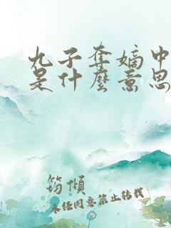 九子夺嫡中的嫡是什么意思