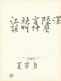 江秋言陆泽裕小说叫什么