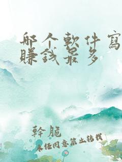 哪个软件写小说赚钱最多
