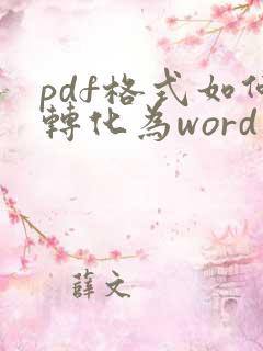 pdf格式如何转化为word文档