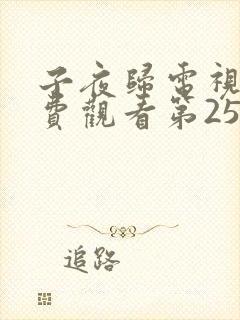 子夜归电视剧免费观看第25集