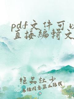pdf文件可以直接编辑文字吗