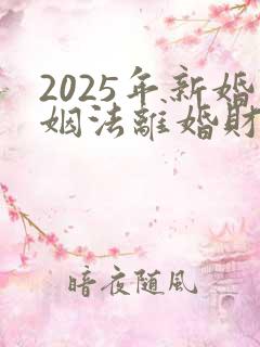 2025年新婚姻法离婚财产分配