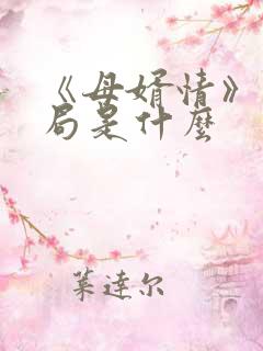 《母婿情》大结局是什么