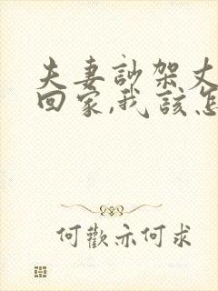 夫妻吵架丈夫不回家,我该怎么办
