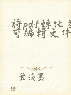 将pdf转化为可编辑文件