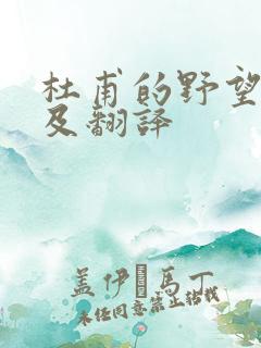 杜甫的野望原文及翻译