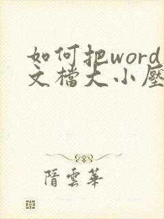 如何把word文档大小压缩