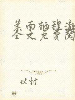 叶南栖程澈小说全文免费阅读