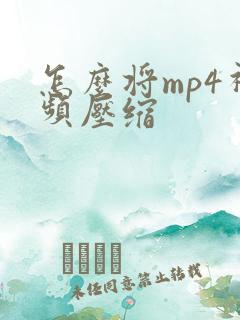 怎么将mp4视频压缩
