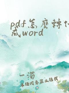 pdf怎么转化成word