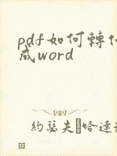 pdf如何转化成word