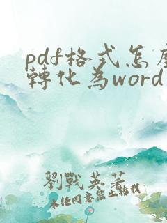 pdf格式怎么转化为word