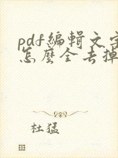 pdf编辑文字怎么全去掉