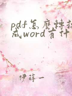 pdf怎么转换成word有什么软件