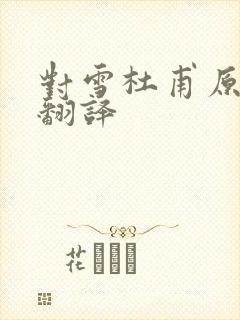 对雪杜甫原文及翻译