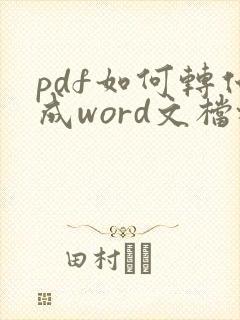 pdf如何转化成word文档格式