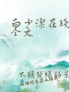 白少洁在线阅读全文