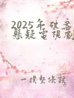 2025年破案悬疑电视剧排行榜