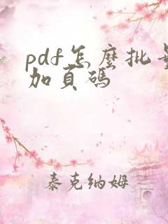 pdf怎么批量加页码