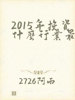 2015年投资什么行业最赚钱