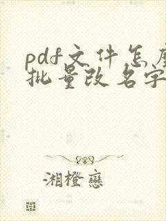 pdf文件怎么批量改名字