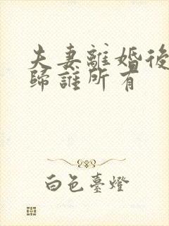 夫妻离婚后房子归谁所有