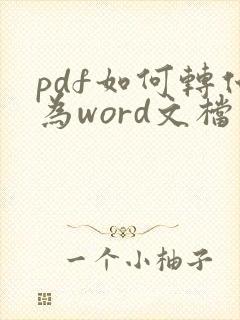 pdf如何转化为word文档免费
