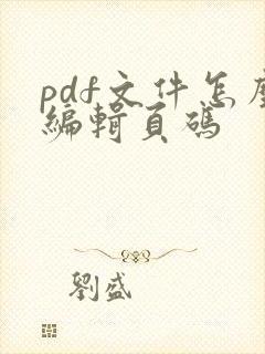 pdf文件怎么编辑页码