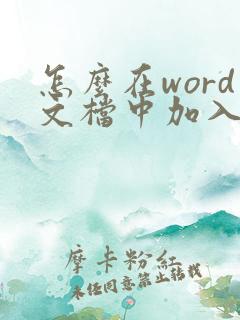 怎么在word文档中加入水印