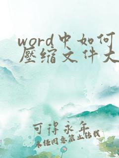 word中如何压缩文件大小