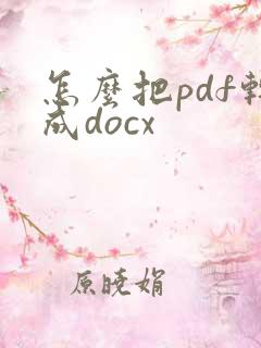 怎么把pdf转成docx