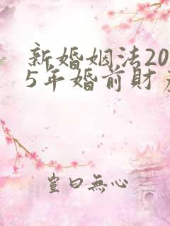 新婚姻法2025年婚前财产分割