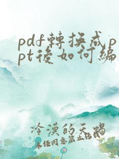 pdf转换成ppt后如何编辑
