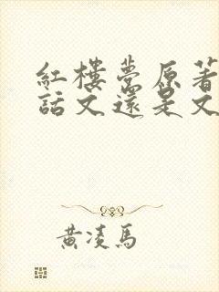 红楼梦原著是白话文还是文言文