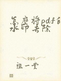 怎么将pdf的水印去除