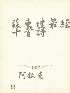 苏东坡最经典的十首诗