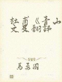 杜甫《青山》原文及翻译