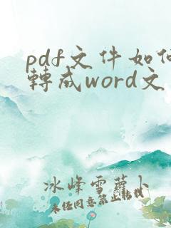 pdf文件如何转成word文件