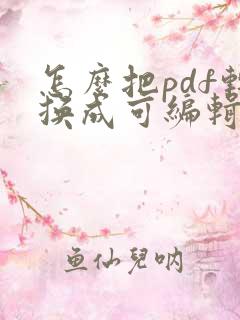 怎么把pdf转换成可编辑的word