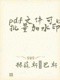 pdf文件可以批量加水印吗