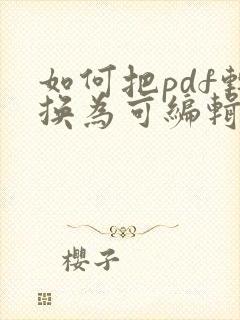 如何把pdf转换为可编辑的