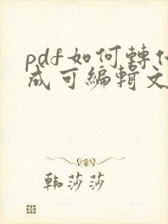 pdf如何转化成可编辑文档