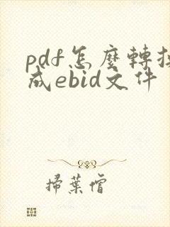 pdf怎么转换成ebid文件