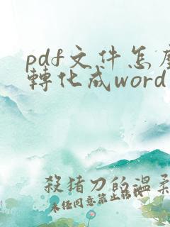 pdf文件怎么转化成word