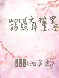 word文档里的照片怎么压缩大小